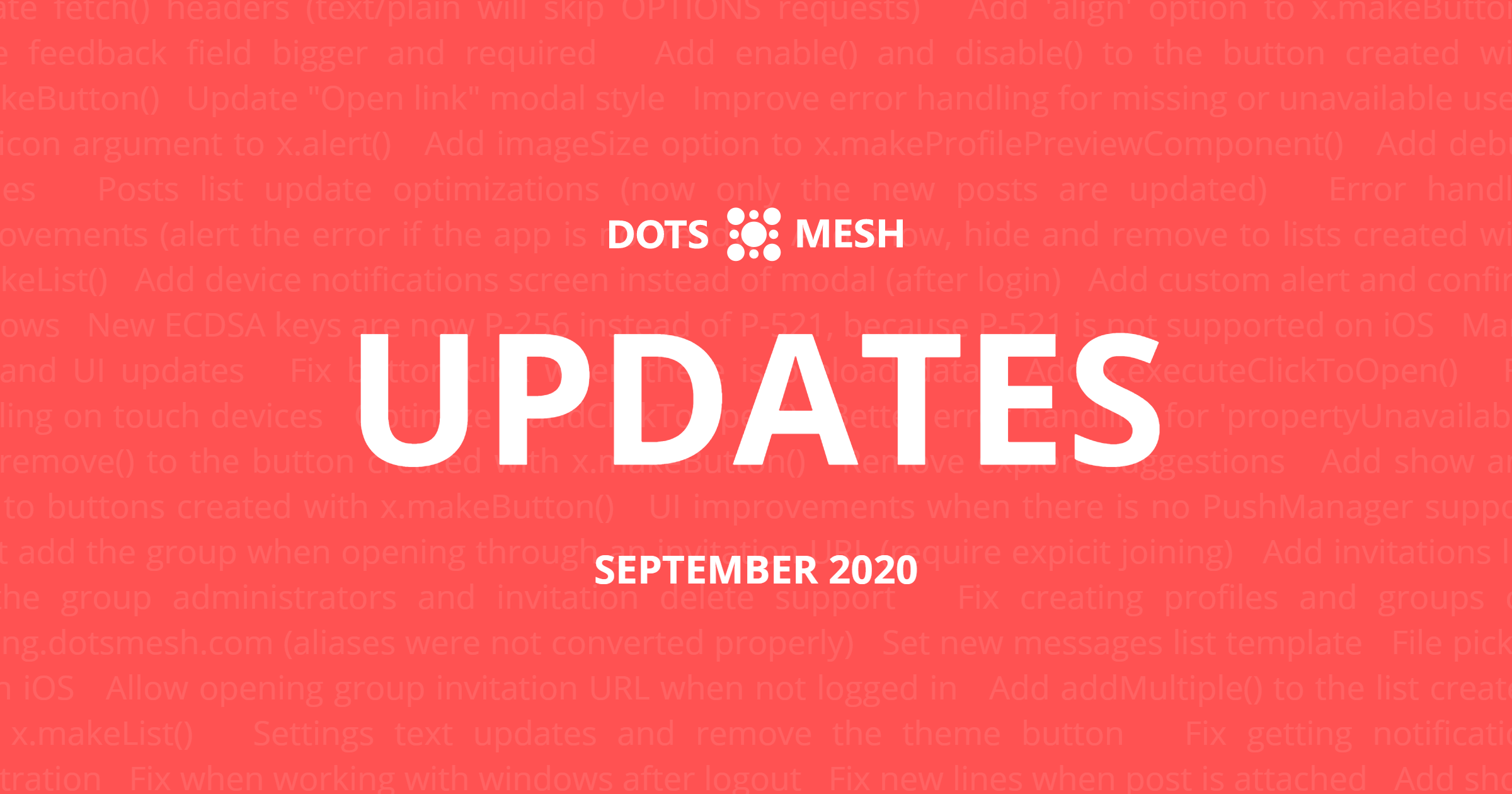 New Dots Mesh software release (September 2020)